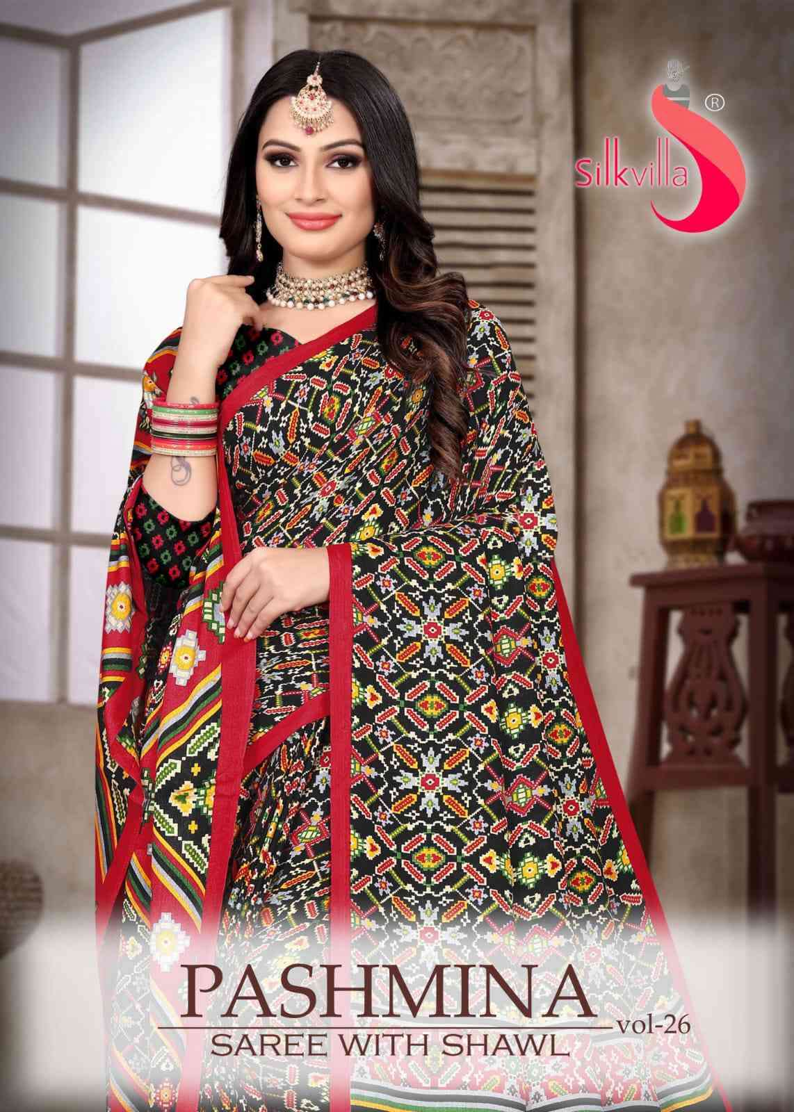 Silkvilla Pashmina Saree With Shawl Vol 26 Exclusive Digital Print Saree Catalog Supplier