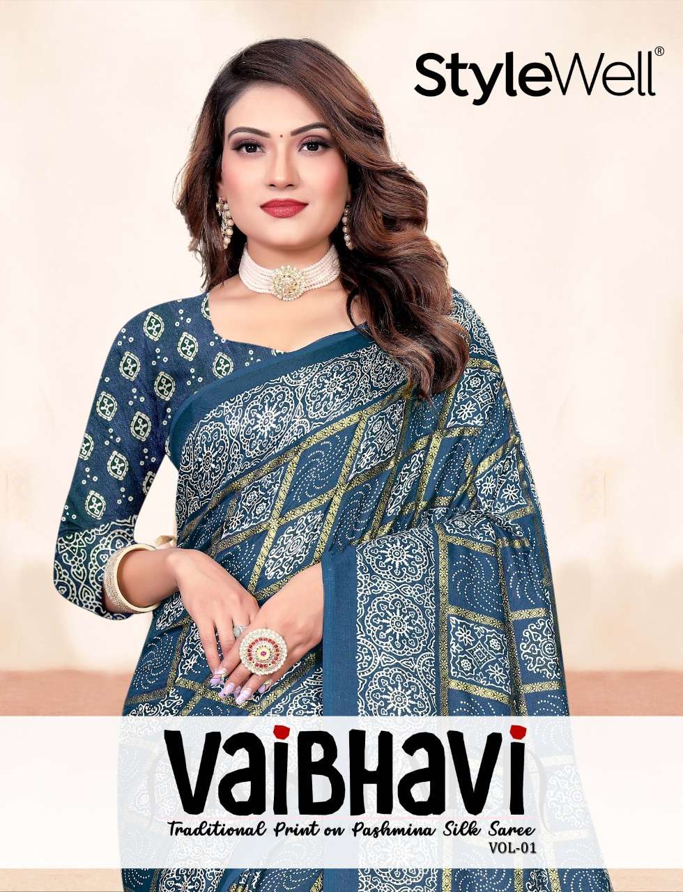 Stylewell Vaibhavi Vol 1 Traditional Print Pashmina Silk Saree Catalog Supplier