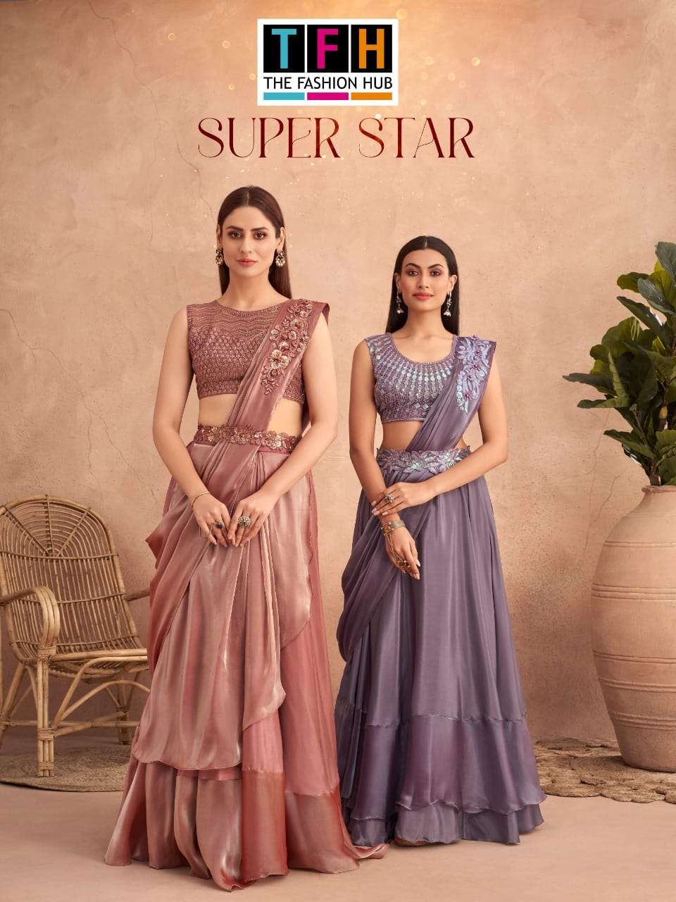 Tfh Super Star Party Wear Pre-Stitched Saree Online Wholesaler