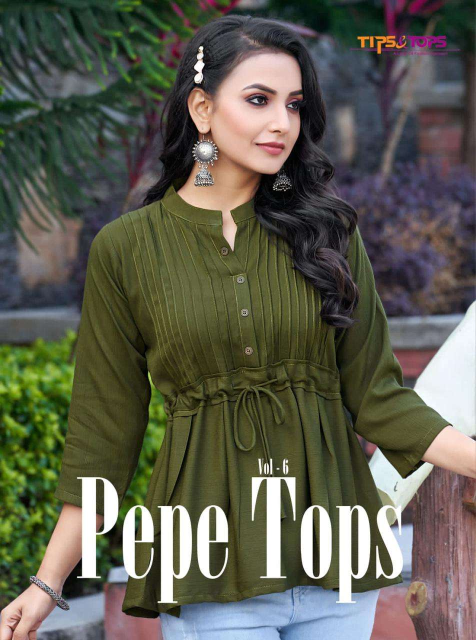 Tips and Tops Pepe Tops Vol 6 Fancy Rayon Short tops Catalog Supplier