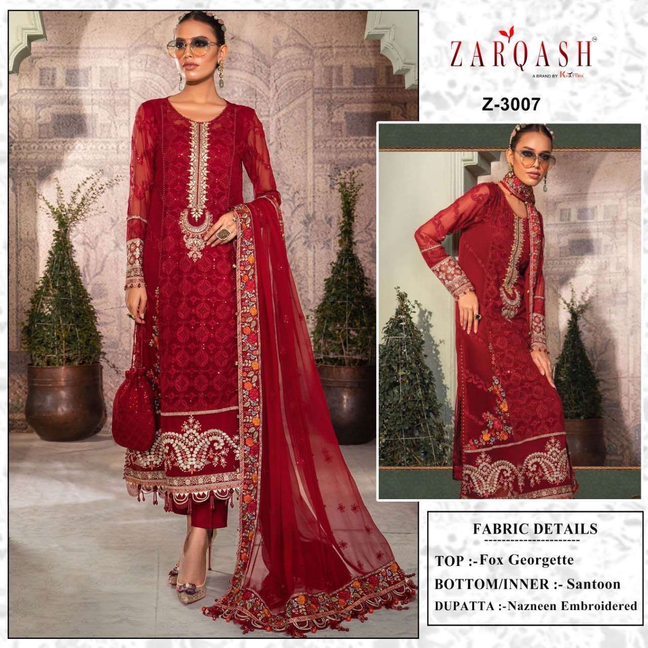 Zarqash 3007 Partywear Pakistani Salwar Suit Wholesaler