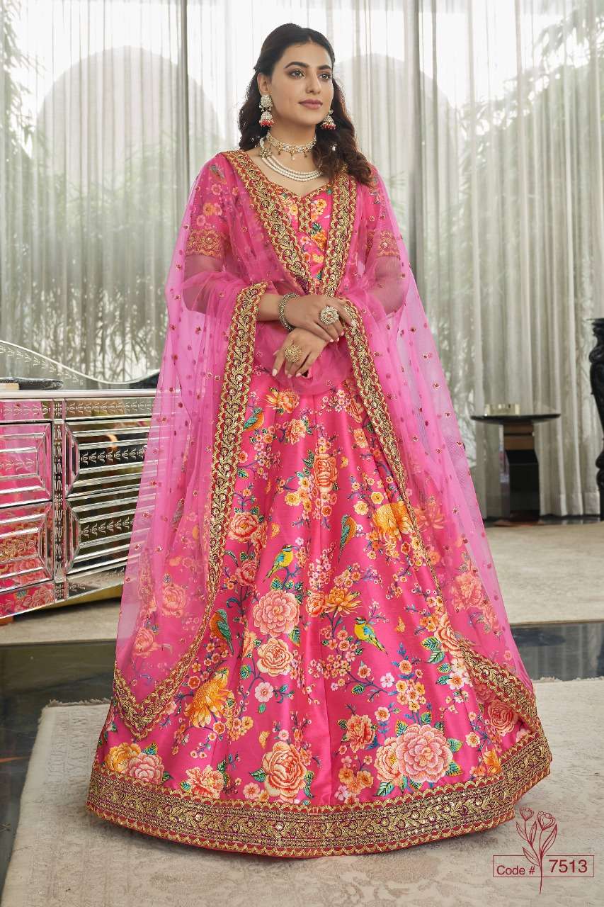 Zeel Clothing A Modal Floral Lehenga 7513 Wedding Wear Floral Lehenga Choli Dealer