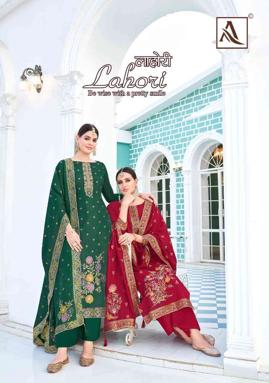 Alok Suit Lahori Designer Party Wear Jacquard Salwar Suit Catalog Wholesaler