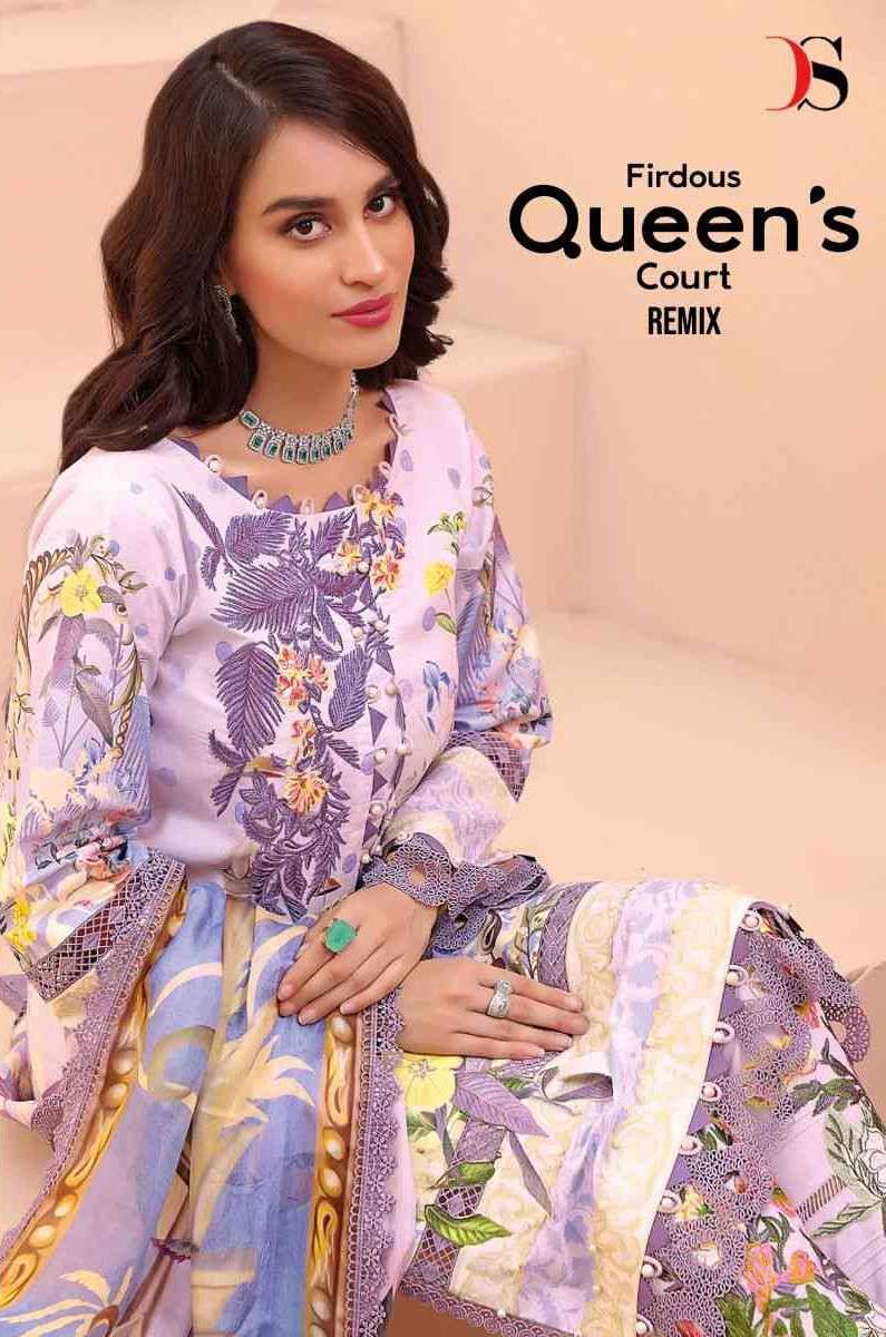 Deepsy Firdous Queens Court Remix Fancy Embroidered Cotton Pakistani Suit Supplier