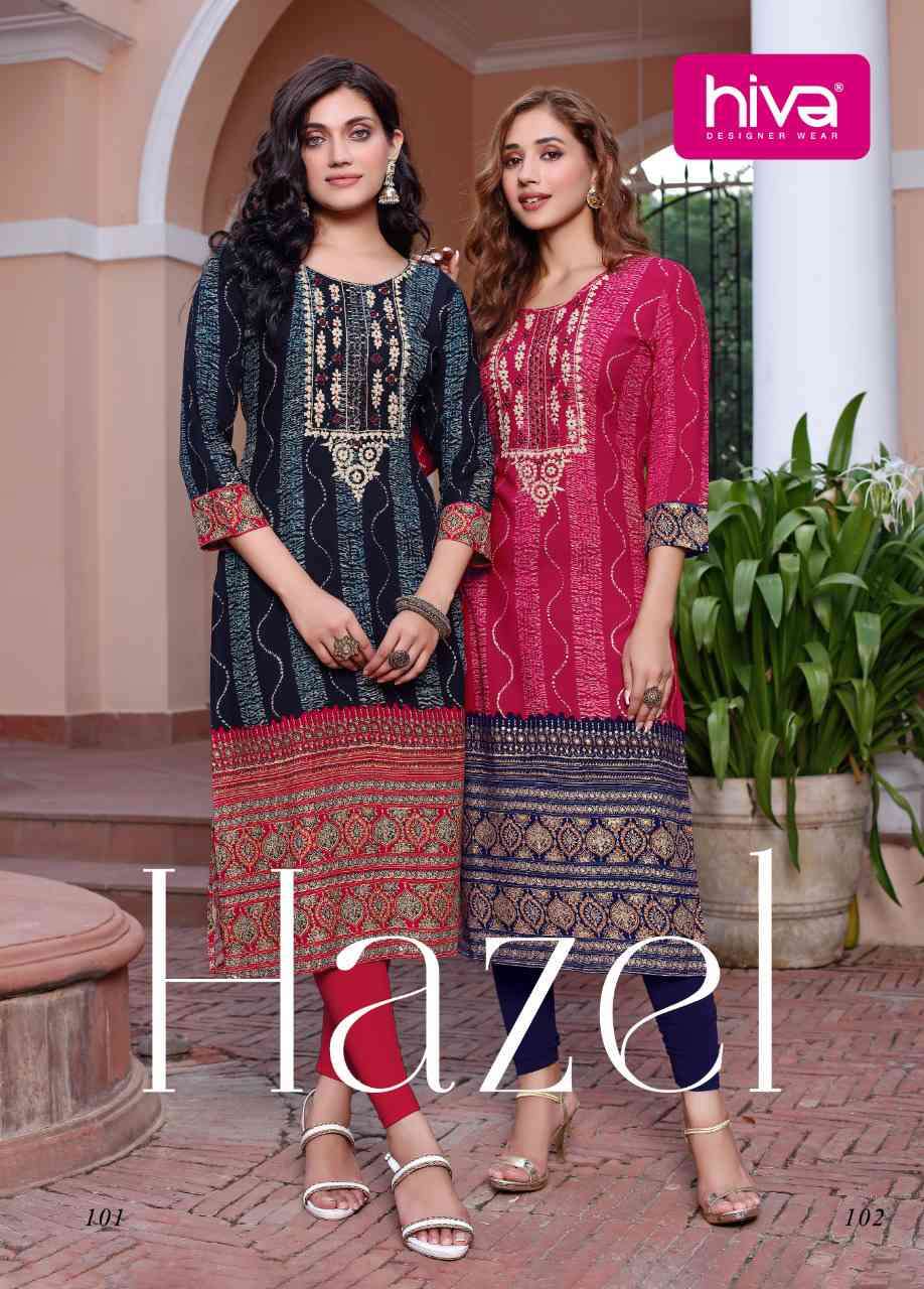Hiva Hazel Premium Rayon Stylish Kurti Festive Wear Collection Wholesaler