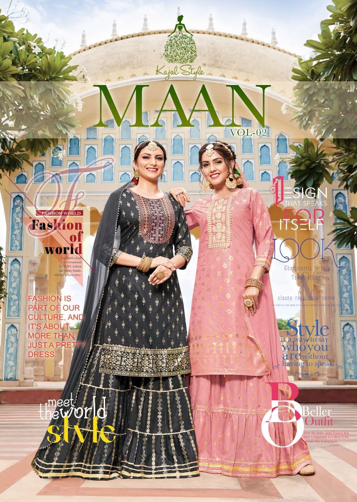 Kajal Style Maan Vol 2 Designer Chanderi Sharara Sets Catalog Dealer