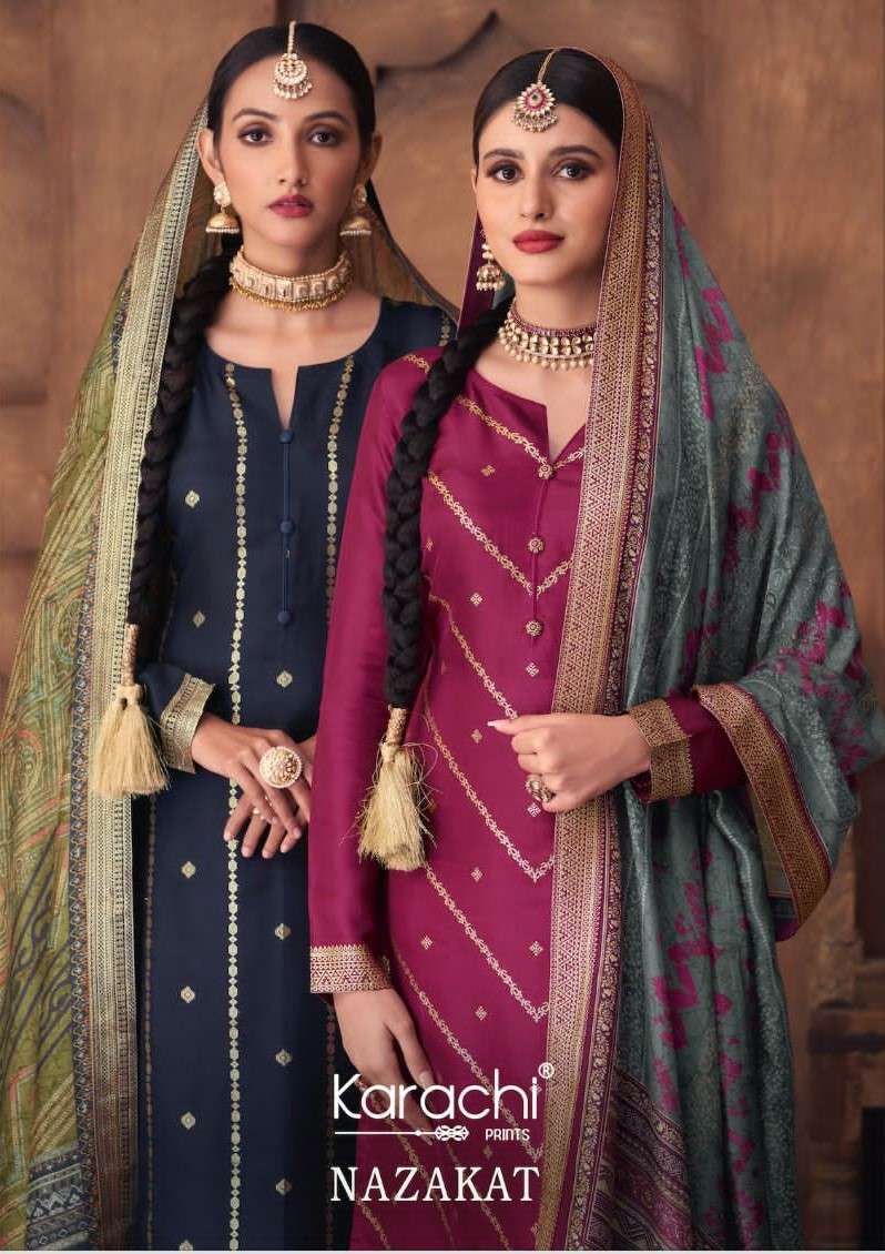 Kesar Nazakat By Karachi Printed Exclusive Silk Jacquard Ladies Suit Dealer