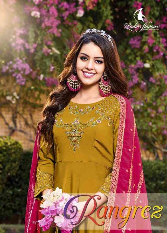 Ladies Flavour Rangrez Exclusive Wedding Wear Gown Dupatta Set Supllier