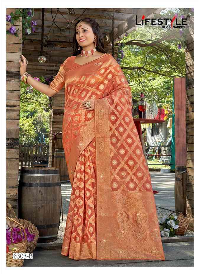 Lifestyle 6303 Vol 1 Zari Print Party Wear Saree New Collection Online Exporter