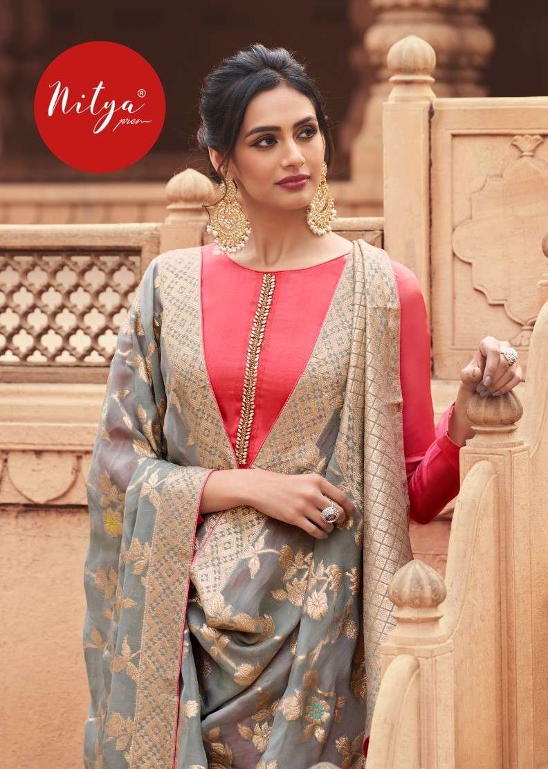 LT Fabrics Nitya 501 Colors Fancy Organza Jacquard Salwar Suit Catalog Supplier