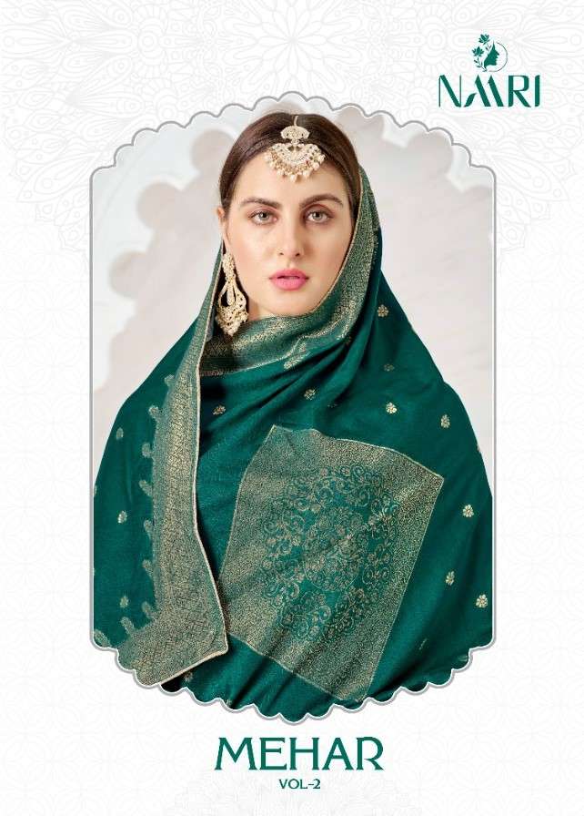 Naari Mehar vol 2 Fancy Muslin Silk jacquard Salwar Suit Catalog Dealer
