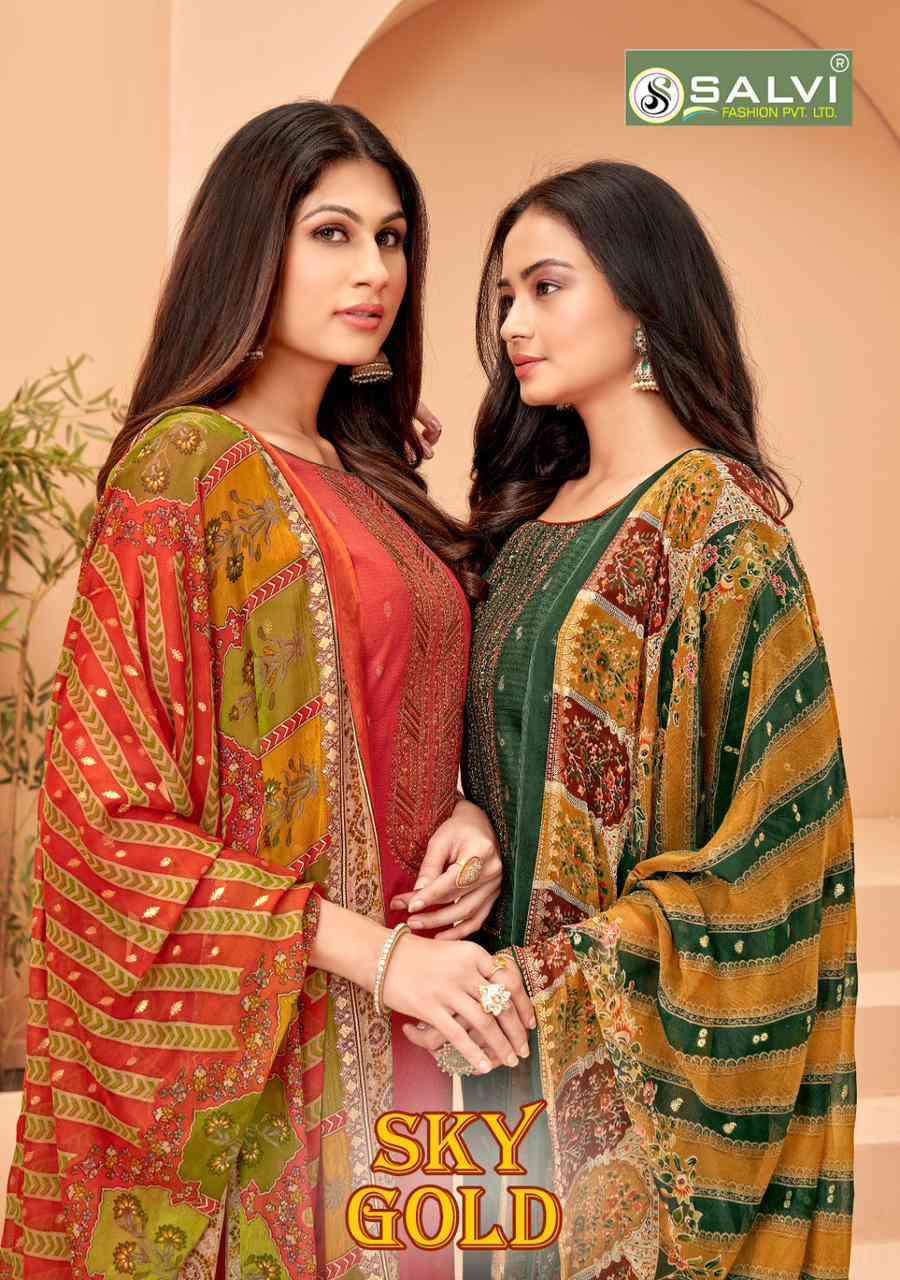 Salvi Fashion Sky Gold Fancy Cotton Salwar kameez Catalog Wholesaler