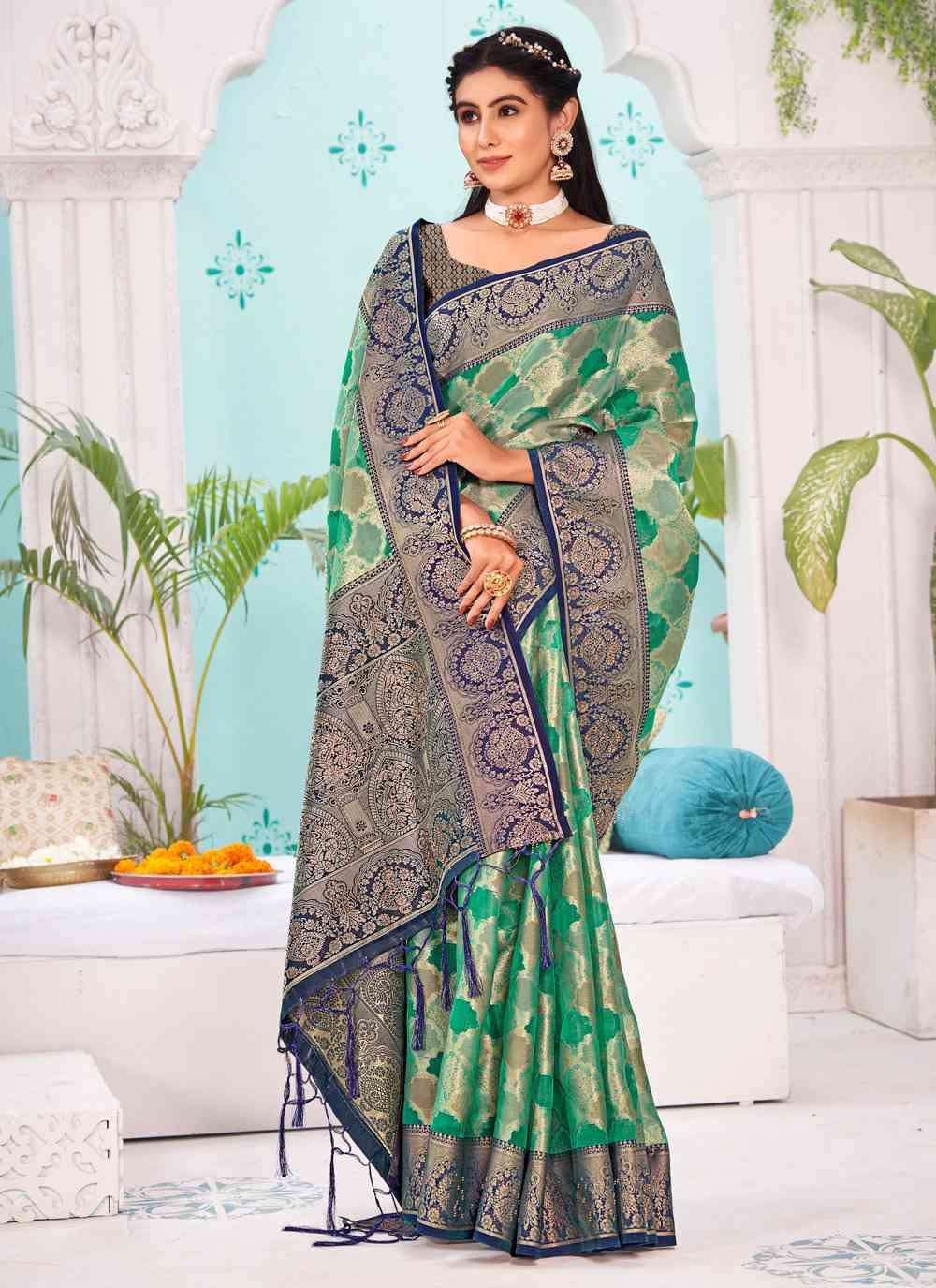 Sangam Shanti 1001 To 1006 Festive Wear Single Saree Online Wholesaler