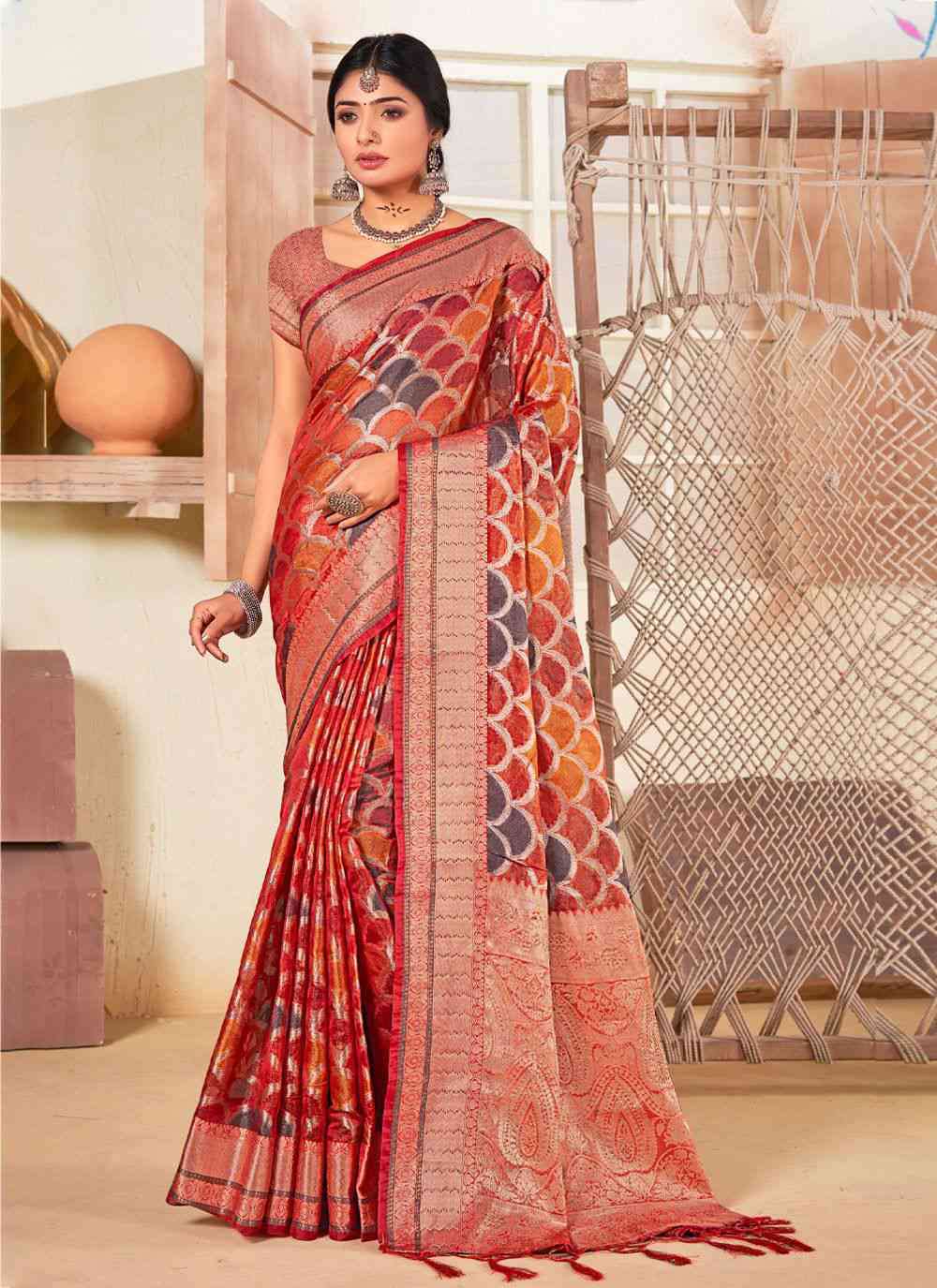 Sangam Surtaal 1001 To 1006 Check Designs Festive Wear Saree Catalog Wholesaler