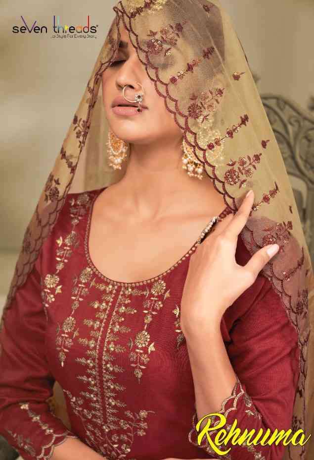 Seven Thread Rehnuma Exclusive Festive Wear Silk Kurti pant Dupatta Set Collection