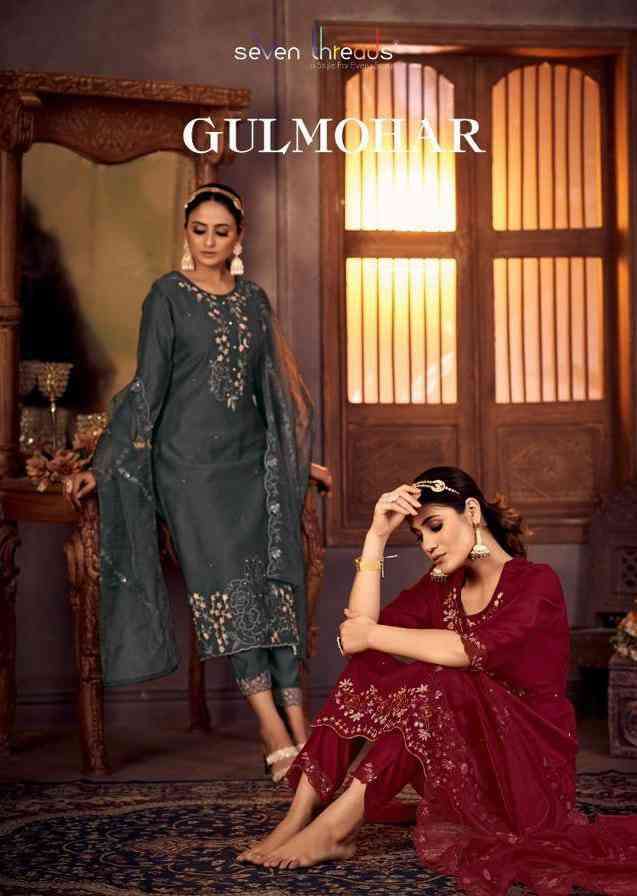 Seven Threads Gulmohar Fancy Silk Kurti Pant Dupatta Set New Collection