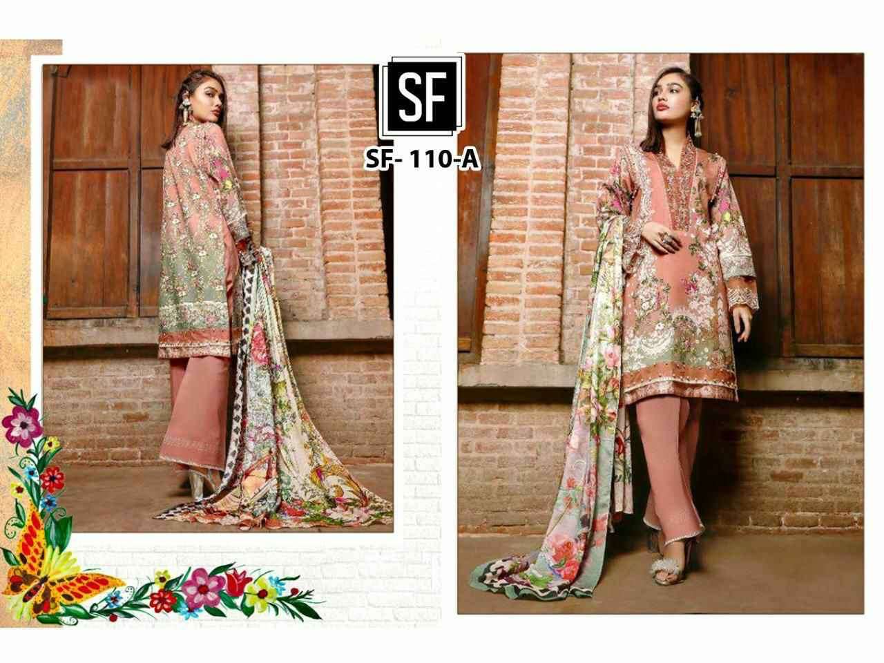 SF 110 A Cambric Cotton Printed Pakistani Suit
