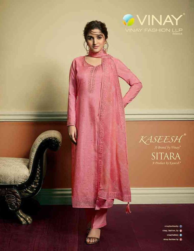 Vinay Fashion Kaseesh Sitara Designer Party Wear Silk Ladies Suit Catalog Exporter