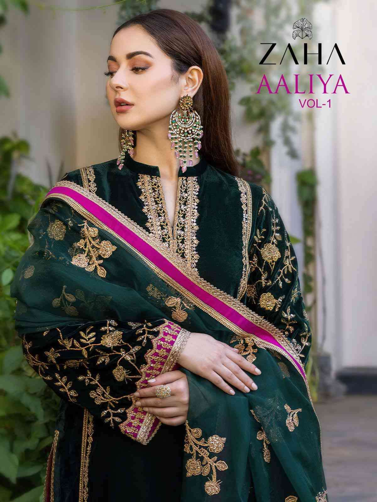 Zaha Aaliya Vol 1 Embroidery Work Pakistani Salwar Suit Catalog Dealers