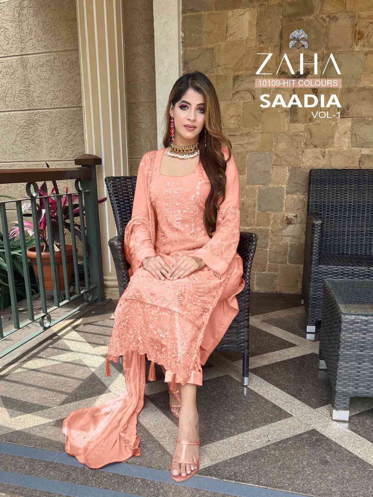 Zaha Saadia Vol 1 Heavy Work Pakistani Salwar Suit Catalog Supplier