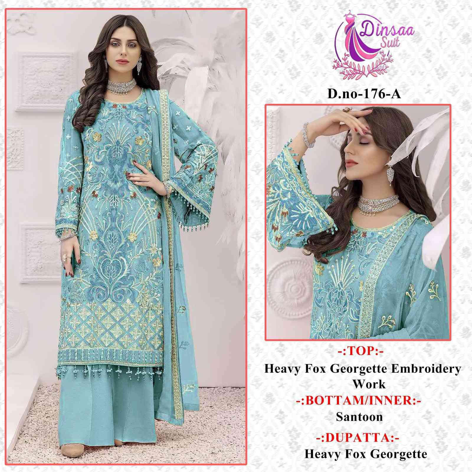 Dinsaa 176 Colors Pakistani Georgette Salwar Suit Wholesaler