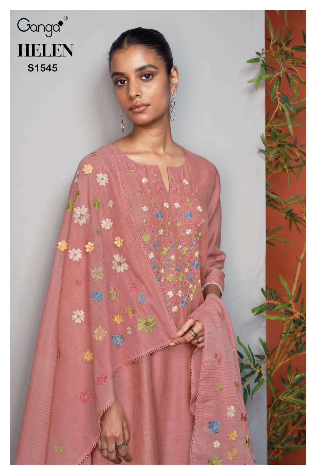 Ganga Helen 1545 Fancy Premium Linen Silk Suit Catalog Supplier