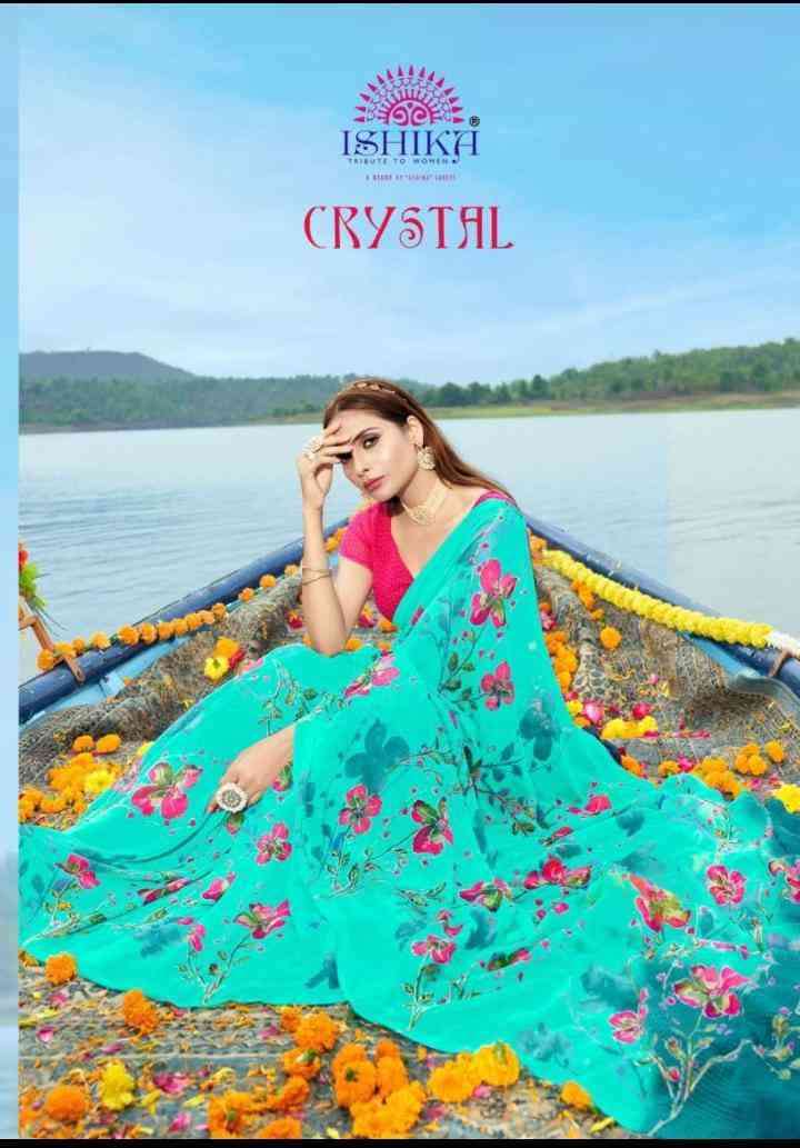 Ishika Crystal 8321 To 8328 Georgette Floral Print Fancy Saree Online Supplier