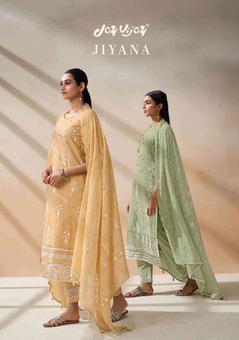Jay Vijay Jiyana Fancy Block Designs Designer Cotton Ladies Suit Supplier