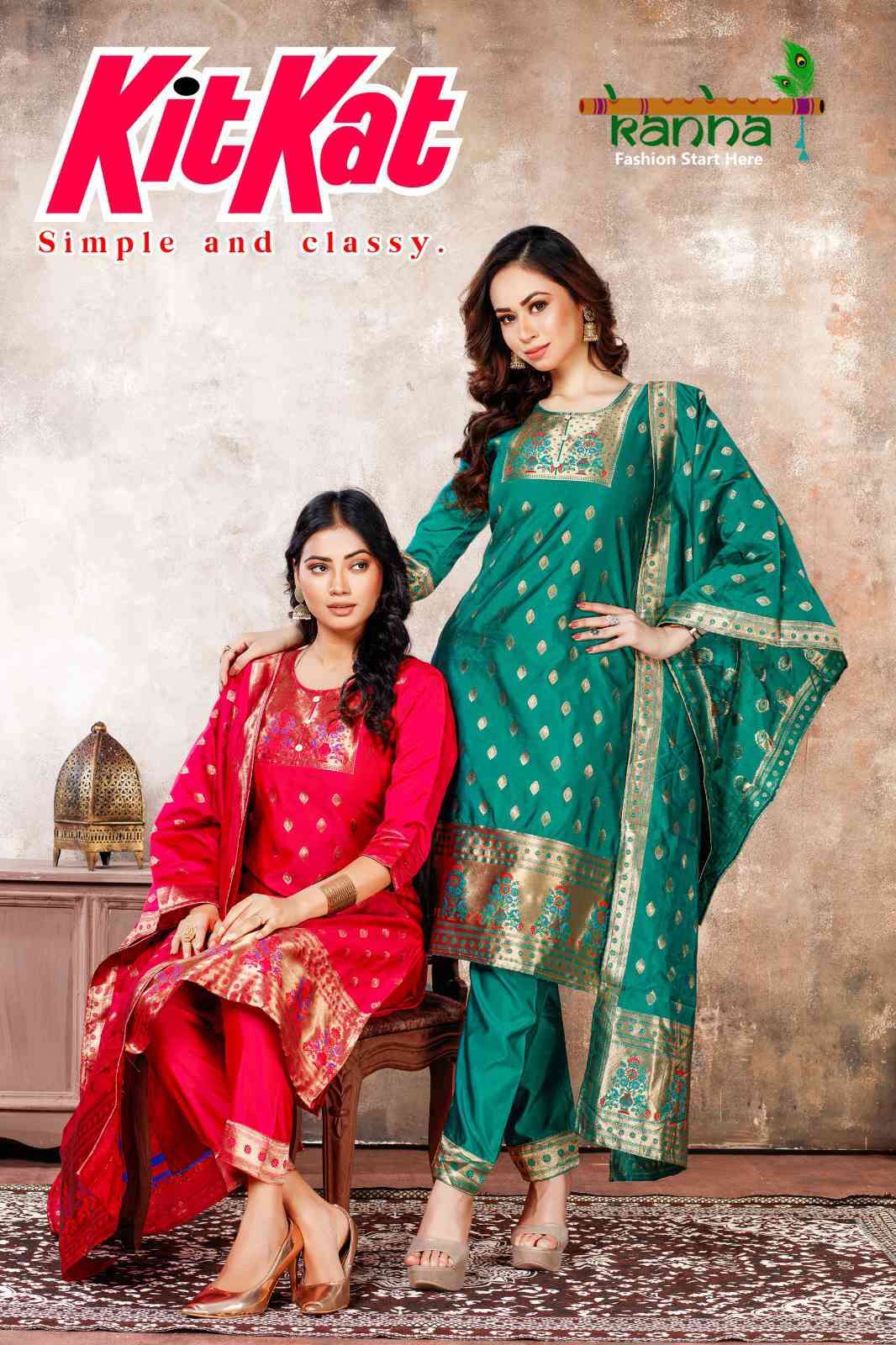 Kanha Kitkat Heavy Chanderi Banarasi Designs Dress Wholesaler