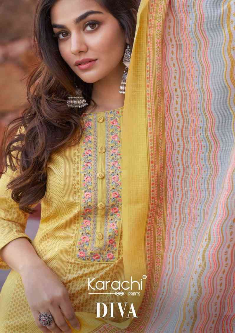 Kesar Diva By Karachi Print Fancy Cotton Salwar Kameez Catalog Supplier
