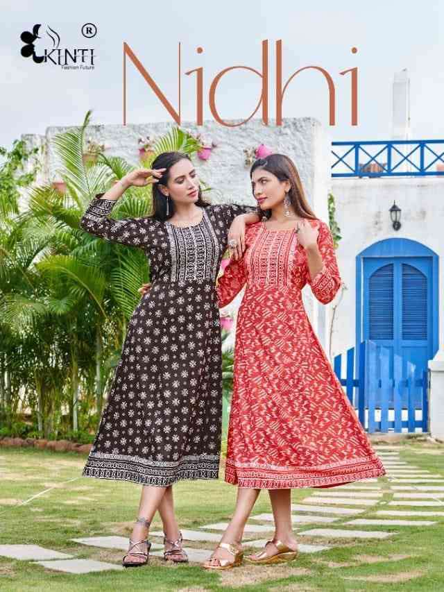 Kinti Nidhi Fancy Rayon Kurti Gown catalog Dealer