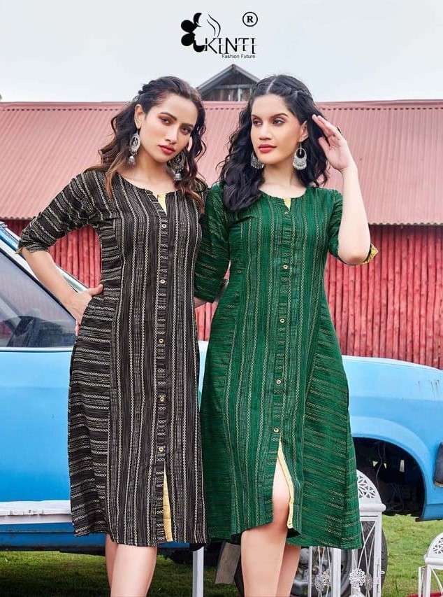 Kinti Smita Fancy Weaving Ladies Kurti Catalog Supplier