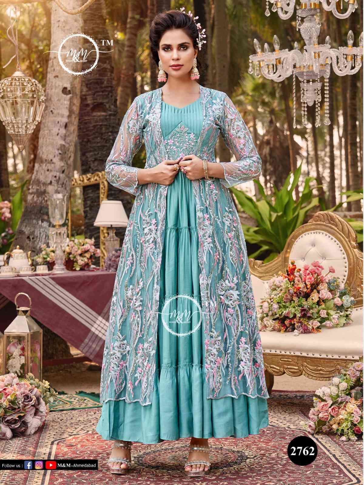 M And M 2762 Designer Indo Western Gown Latest Collection Supplier
