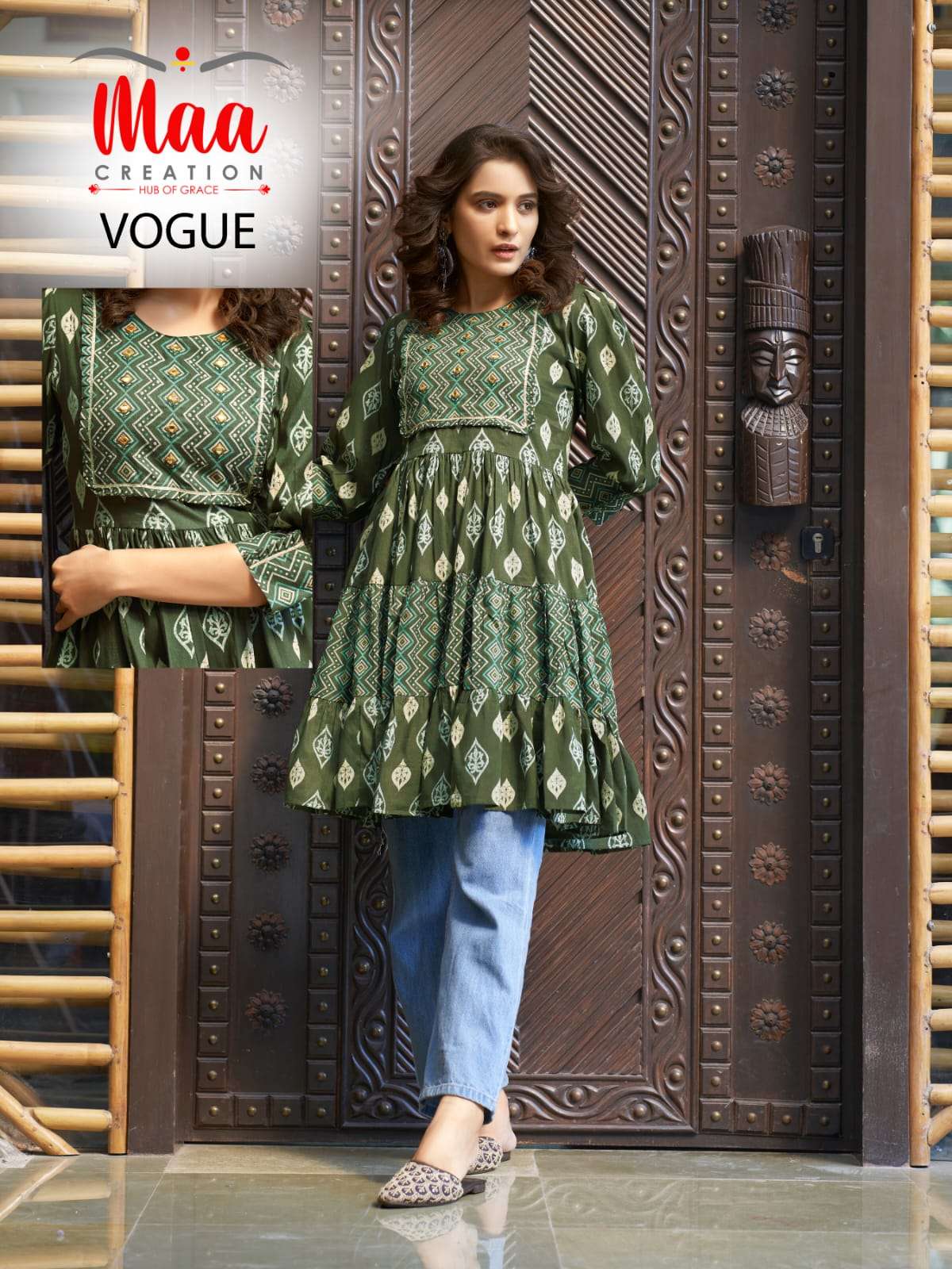 Maa Creation Vogue Western Designs Frock Style Kurti Size Set Wholesaler
