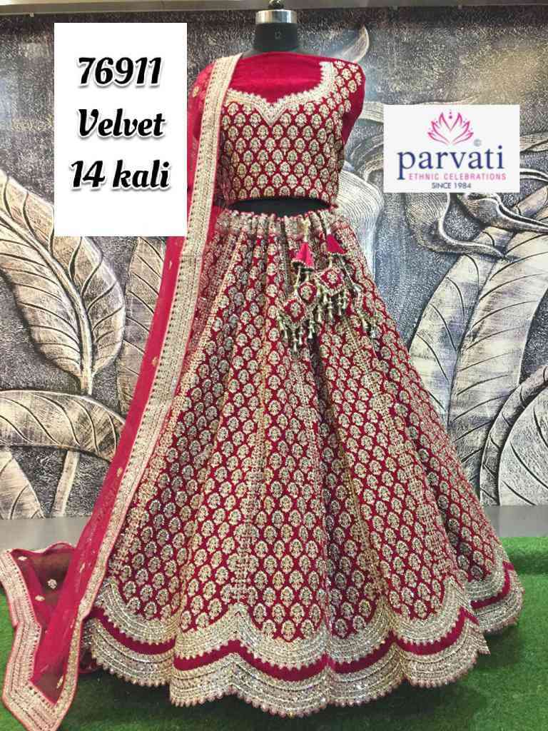 Parvati 76904 To 76911 Designer Bridal Velvet Lehenga Choli Online Exporter 