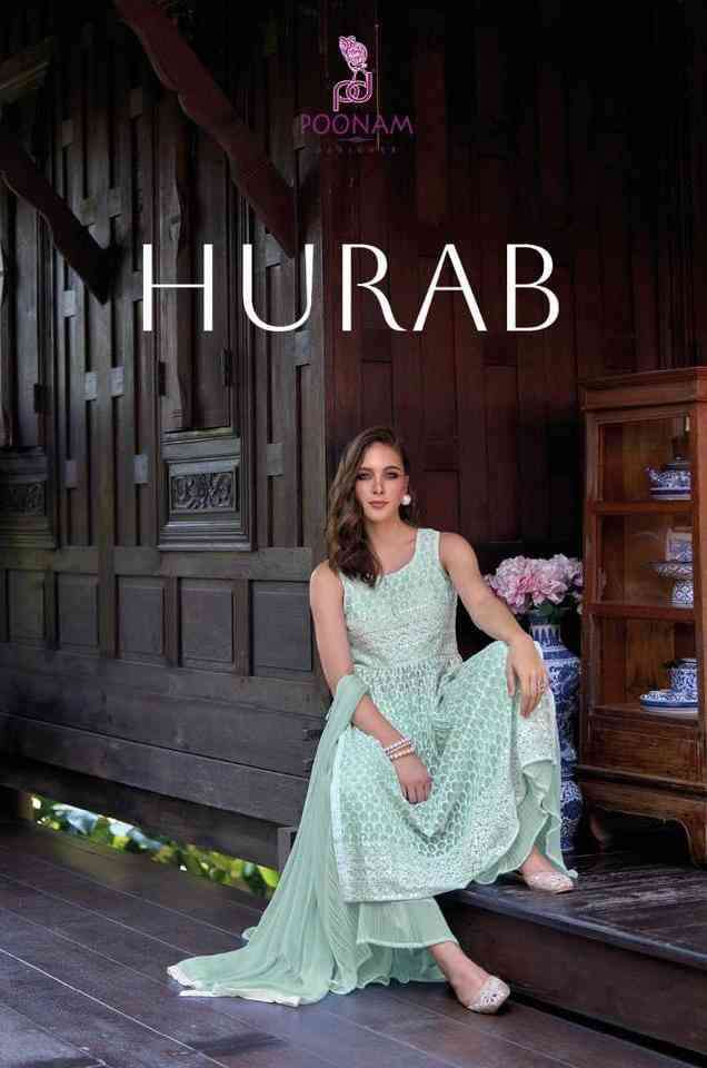 Poonam Designer Hurab Fancy Work Exclusive Sharara Dress Wholesaler
