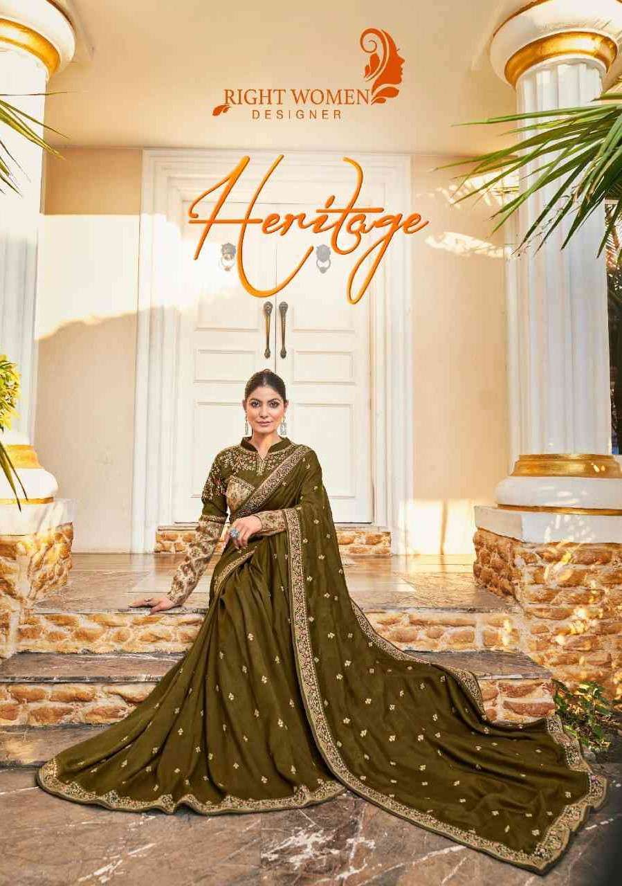 Right Women Heritage Festive Wear Fancy Silk Saree Catalog Dealers