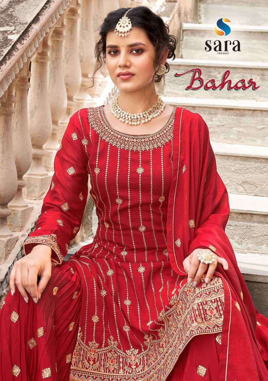 Sara Trends Bahar Party Wear Designer Gharara Suit Catalog Wholesaler