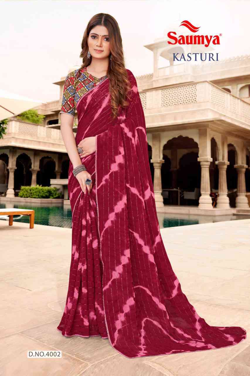 Saumya Kasturi Fancy Print Georgette Daily To Wear Saree Catalog Dealers