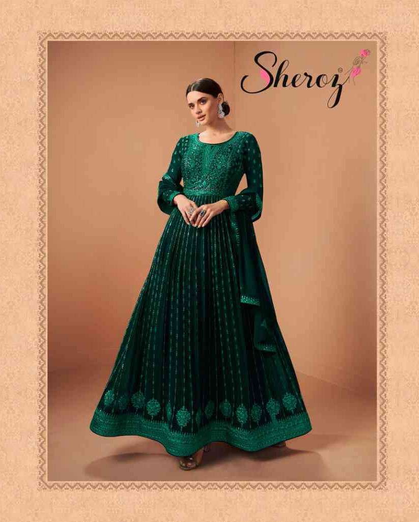 Sheroz 3000 Colors Partywear Designer Anarkali Gown Catalog Wholesaler