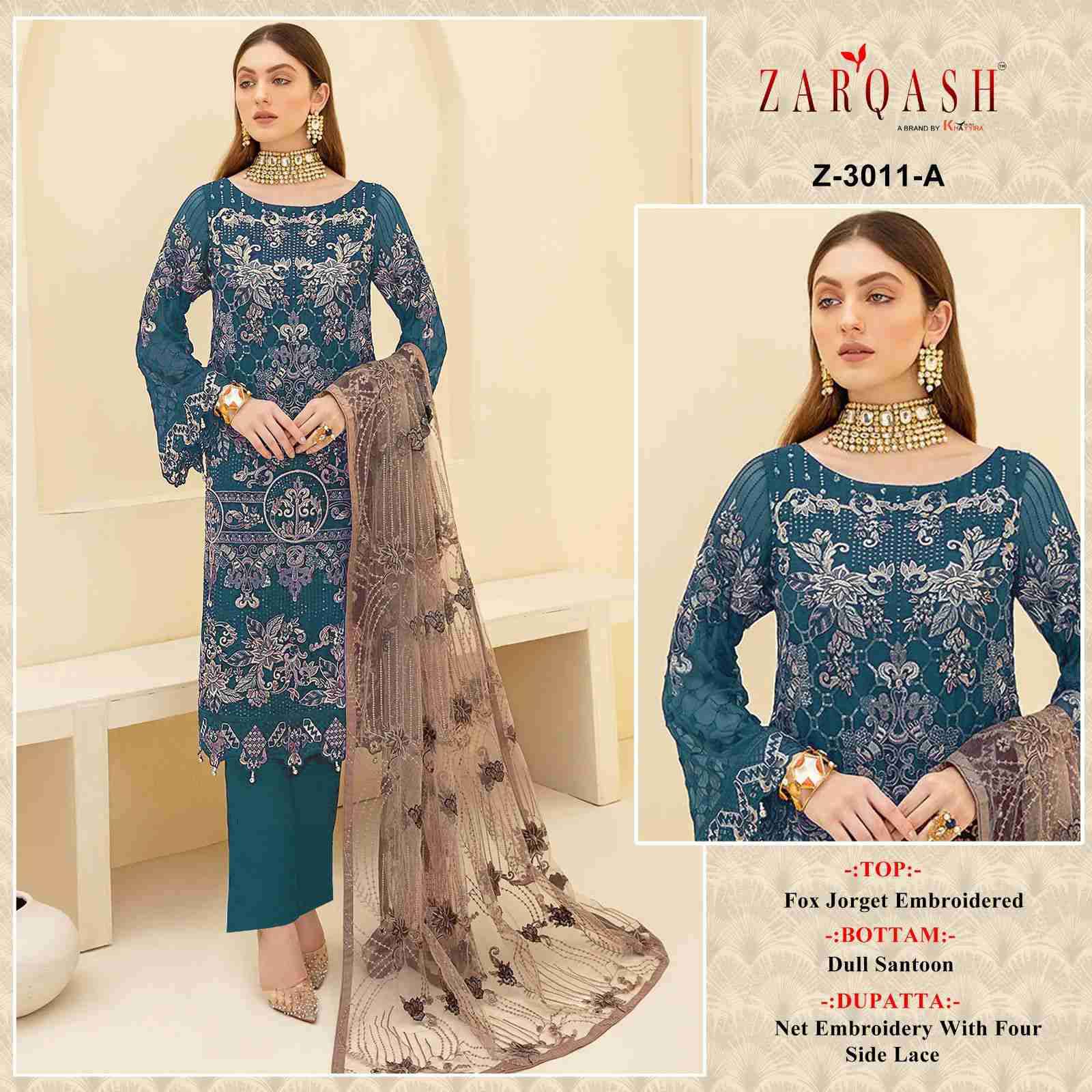 Zarqash Adan 3011 Pakistani Designer Colors Suit Wholesale