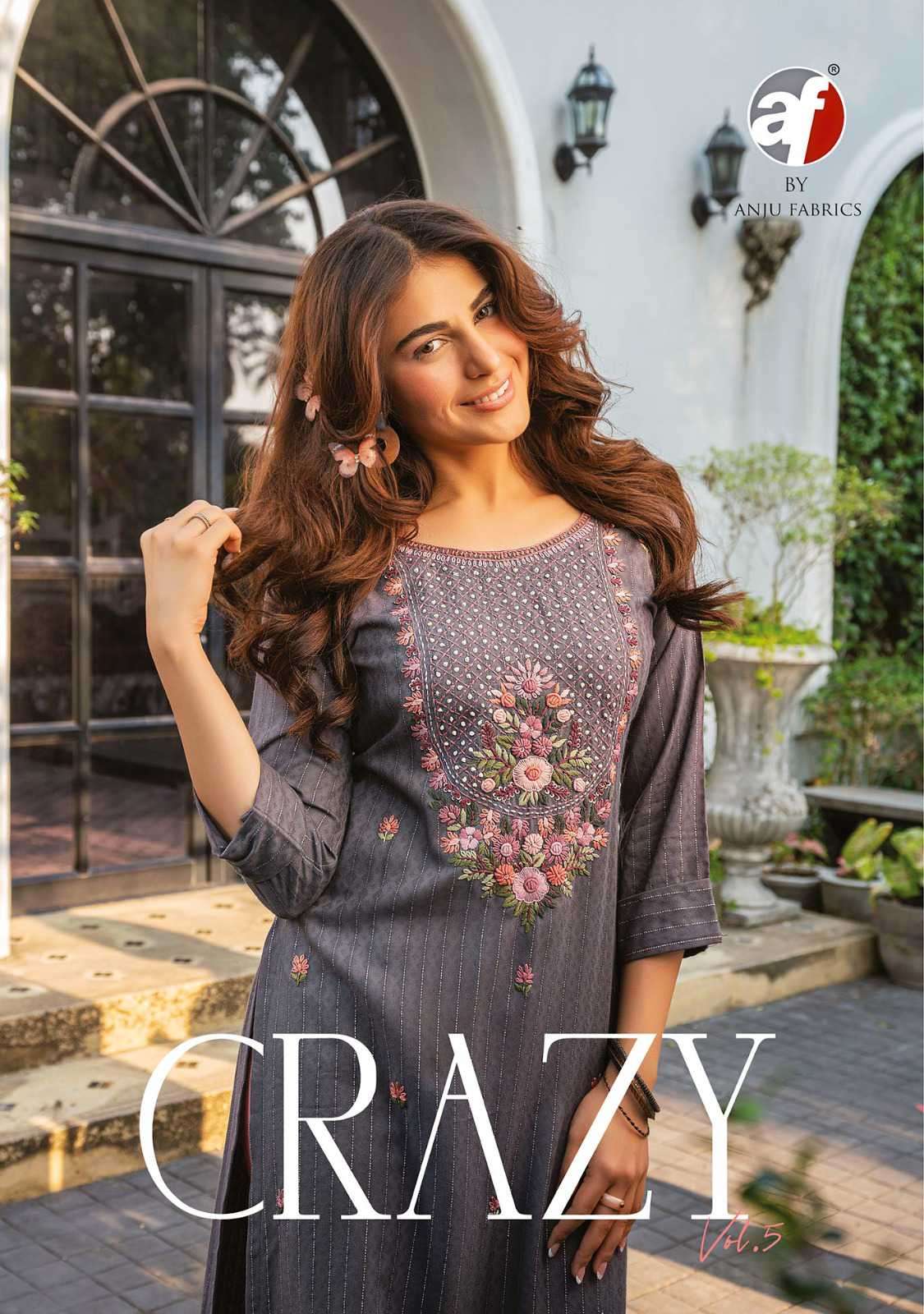 Af Stock Out Crazy Vol 5 By Anju Fabrics Designer Kurti New Collection Suppliers