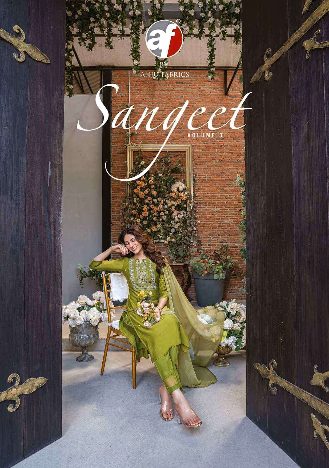 Af Stock Out Sangeet Vol 3 By Anju Fabrics Traditional Designs 3 Piece Suit Dealers