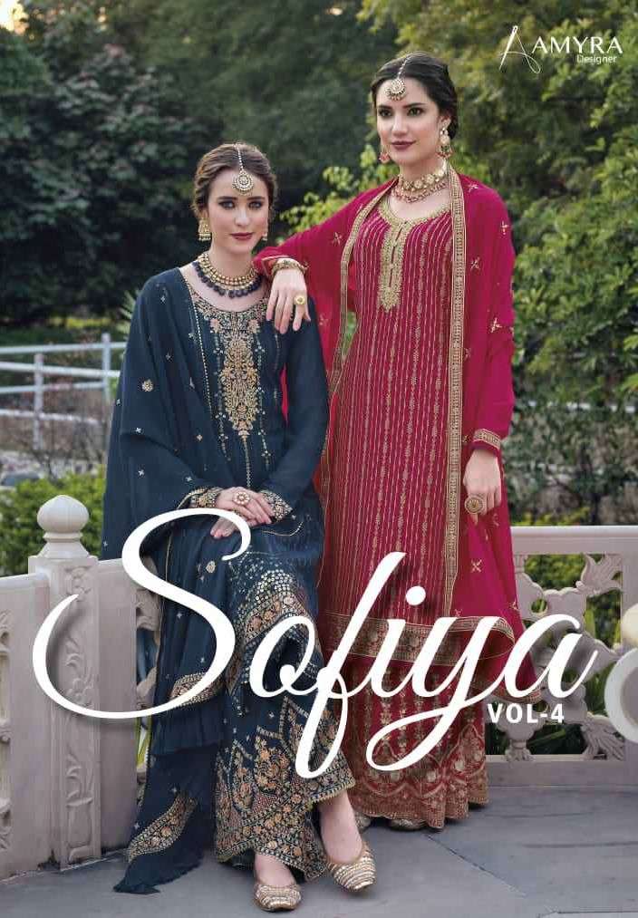Amyra Designer Sofiya Vol 4 Latest Partywear Sharara Designer Dress Wholesaler