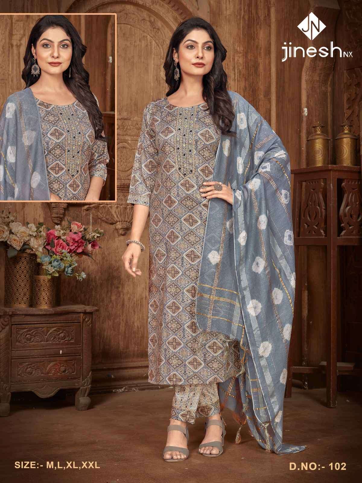 Jinesh Nx D 102 Fancy Rayon Stylish 3 Piece Suit New Collection Exporter