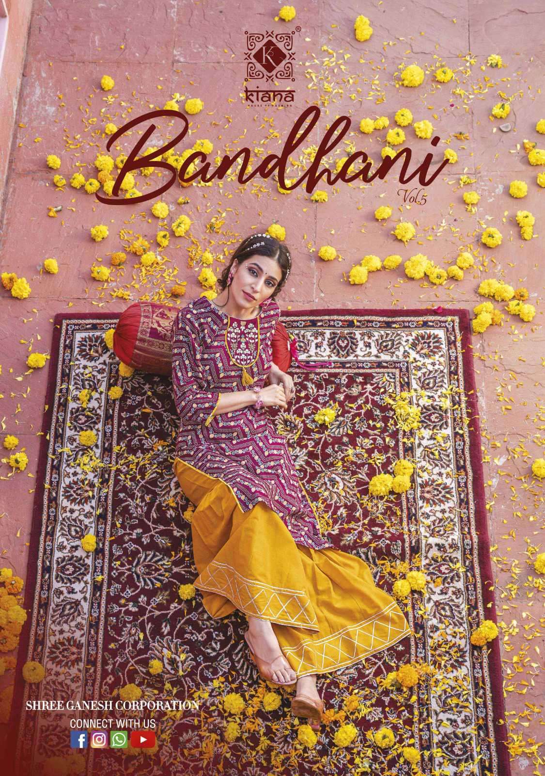 Kiana Bandhani Vol 5 Summer Wear Exclusive Sharara Top Bottom Set Exporter