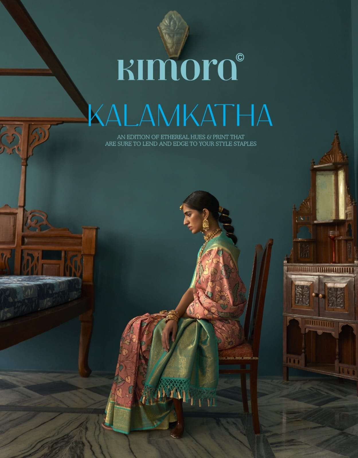 Kimora Kalamkatha New Designer Kalamkari Printed Saree Wholasaler