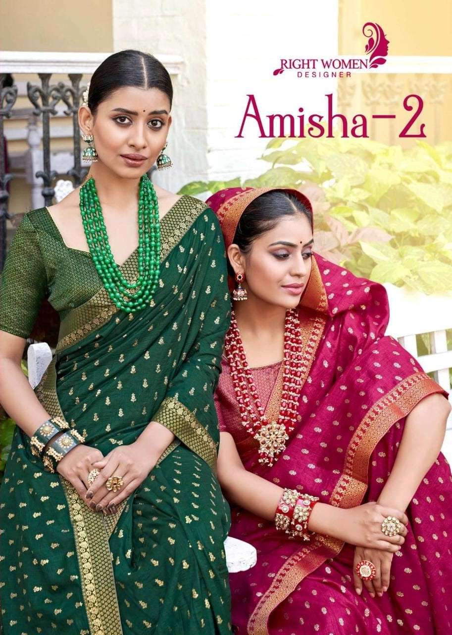 Right Women Amisha Vol 2 Heavy Foil Print Fancy Silk Saree Exporter