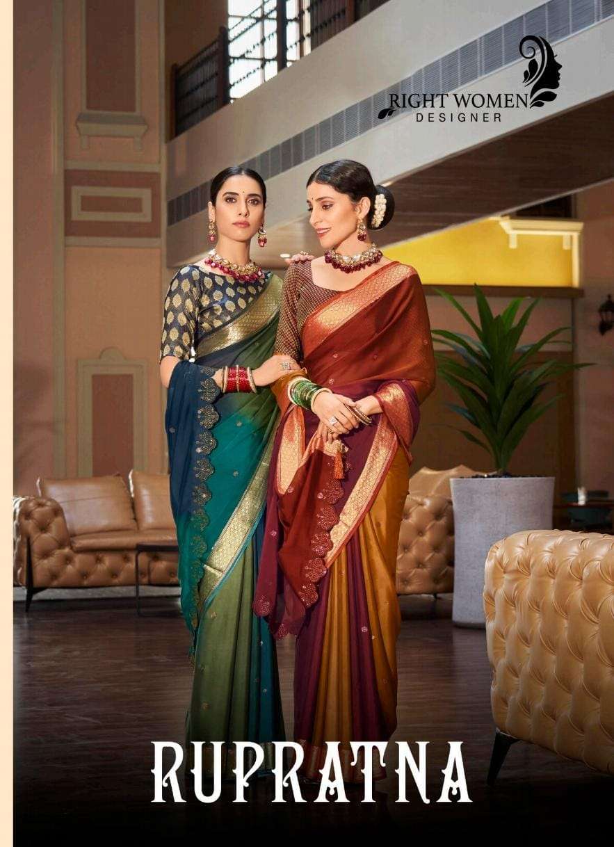 Right Women Ruprtana 4061 To 4068 Fancy Silk Festive Wear Saree Catalog Supplier