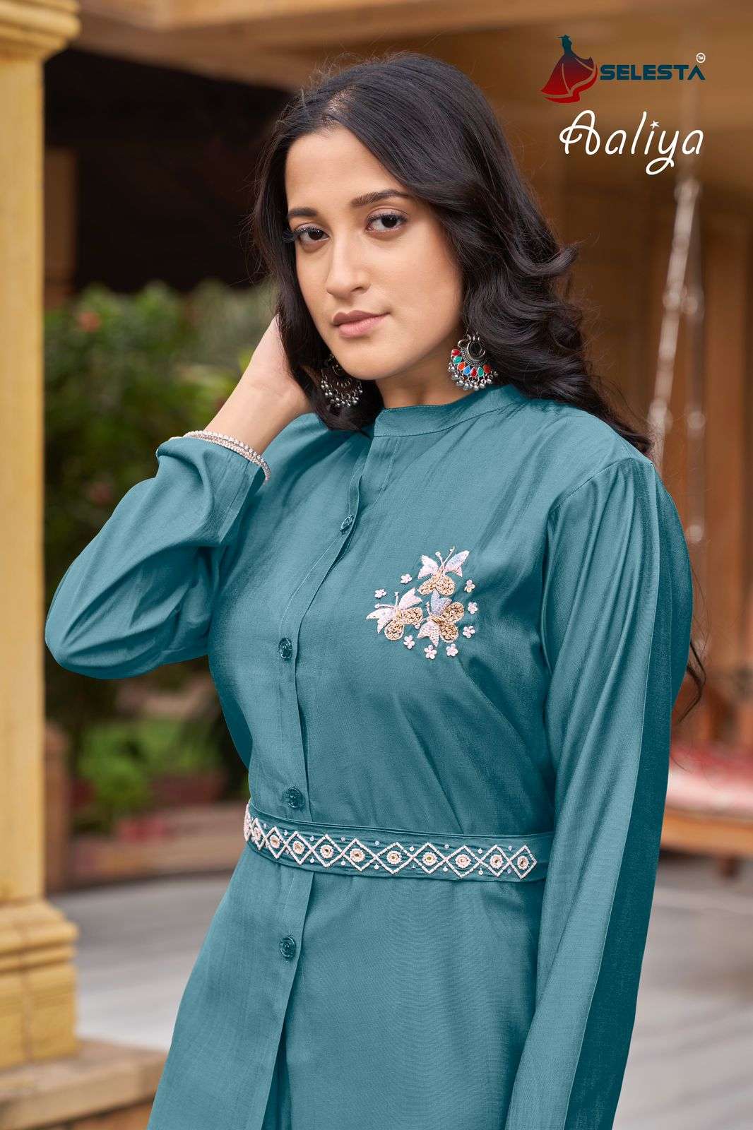 Selesta Aaliya Pure Roman Silk Ladies Wear Co Ord Size Set Wholesaler
